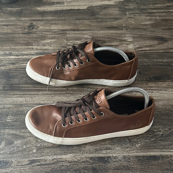 Sperry Men's Brown Leather Sneakers size 9.5m - Picture 4 of 12